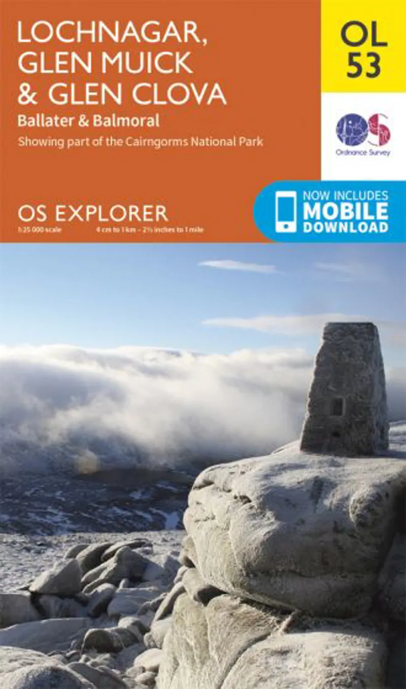 OS Explorer Map OL53 - Lochnagar Glen Muick and Glen Clova